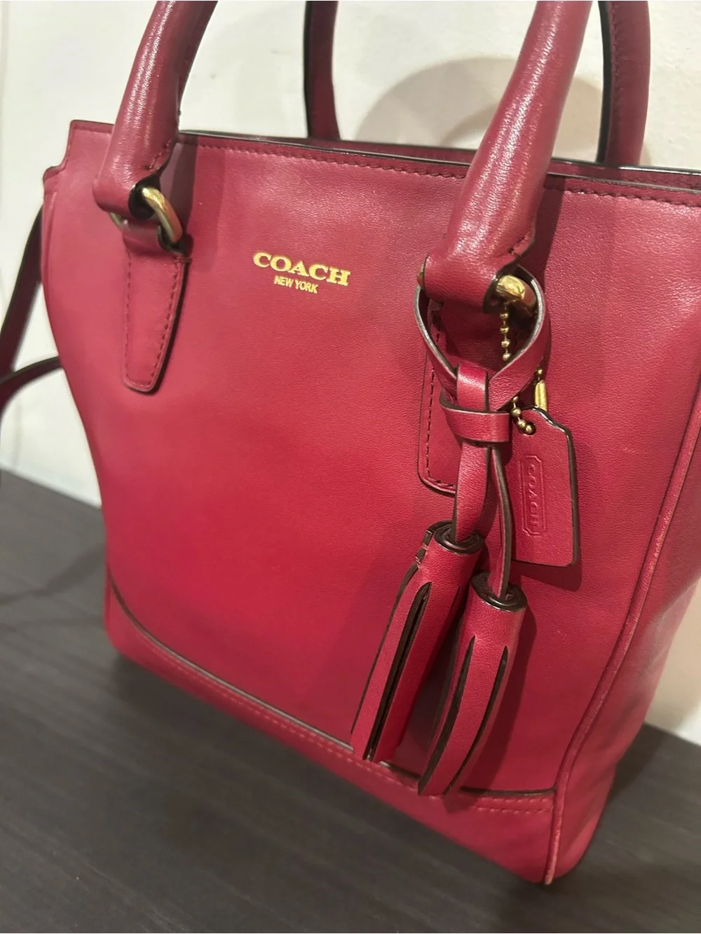 Coach Legacy Mini Tanner leather crossbody satchel in burgundy EUC